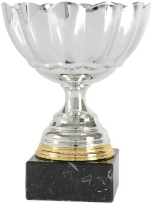 Copa clásica media bola con flor y aro dorado