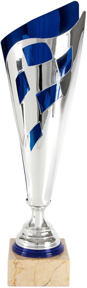 Copa clásica estela con bandera azul y plata