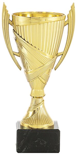 Copa de participación mini dorada con asas estriadas
