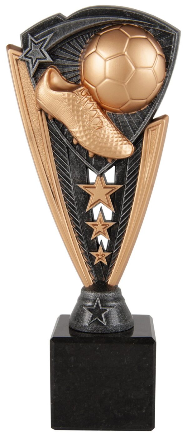 Trofeo mini de fútbol plano oro y plata