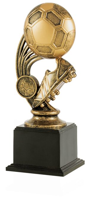 Trofeo de fútbol bota y balón símil resina