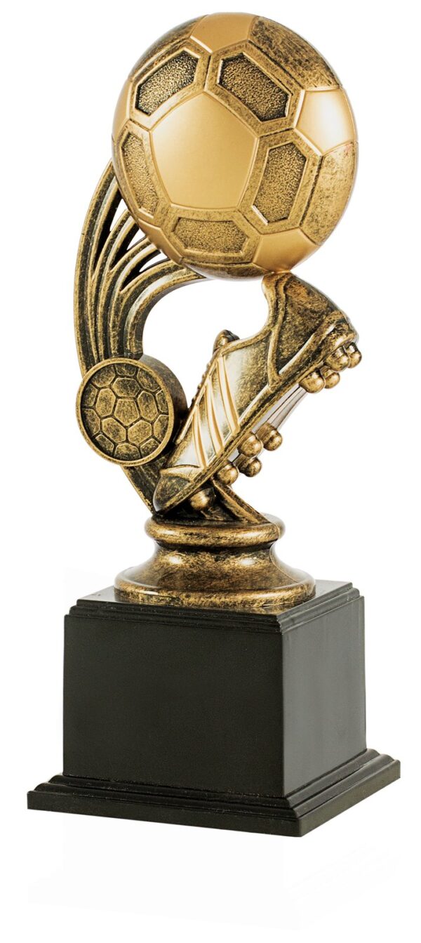 Trofeo de fútbol bota y balón símil resina
