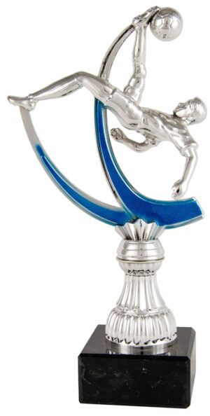 Trofeo futbolista mini chilena plata y azul