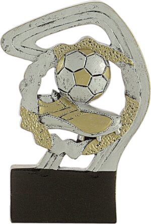 Figura deportiva de resina abstracta plata y oro