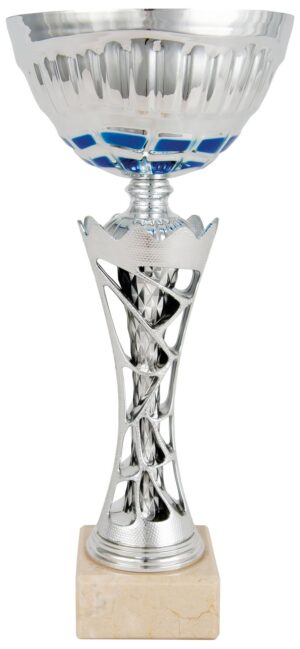 Copa económica con base colmena plata y azul