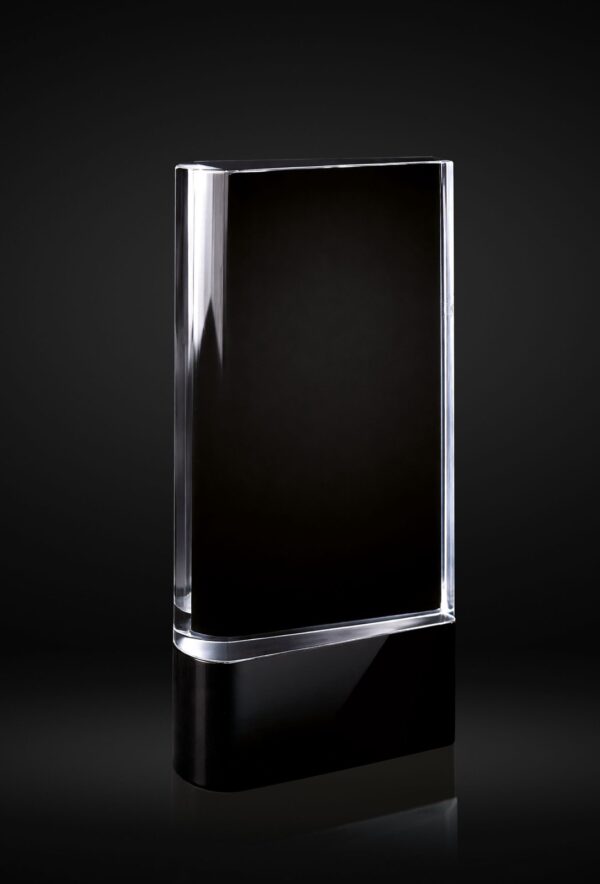Trofeo de cristal libro con fondo negro