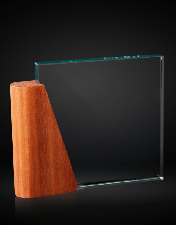 Trofeo de cristal cuadrado transparente