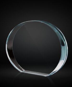 Trofeo de cristal oval con borde biselado