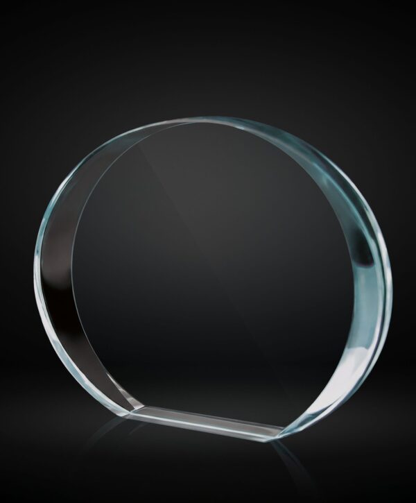 Trofeo de cristal oval con borde biselado