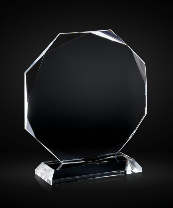 Trofeo de cristal octogonal facetado