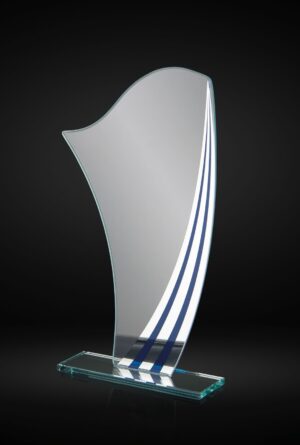 Trofeo de cristal con lado espejo y dos líneas