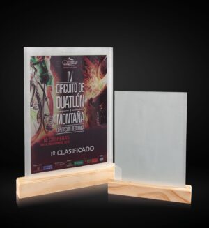 Trofeo de cristal mate con base de ranura natural