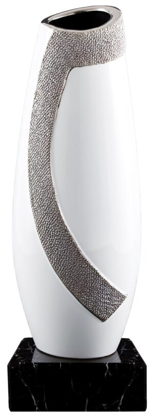 Jarrón de cerámica blanco con collar