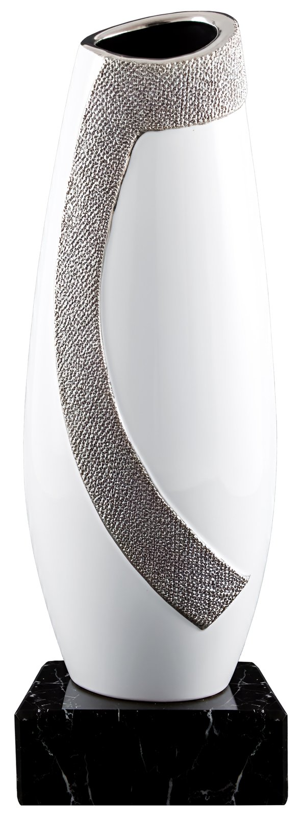 Jarrón de cerámica blanco con collar