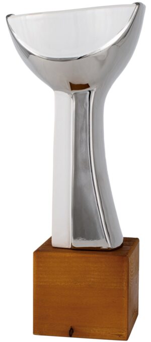 Jarrón de cerámica con pedestal blanco y plata