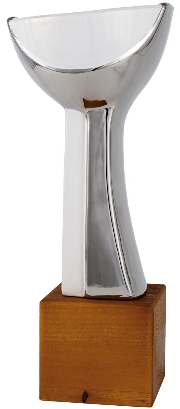 33007.jpg Jarrón de cerámica con pedestal blanco y plata