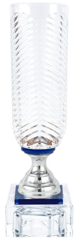 Jarrón de cristal cilíndrico con ondas
