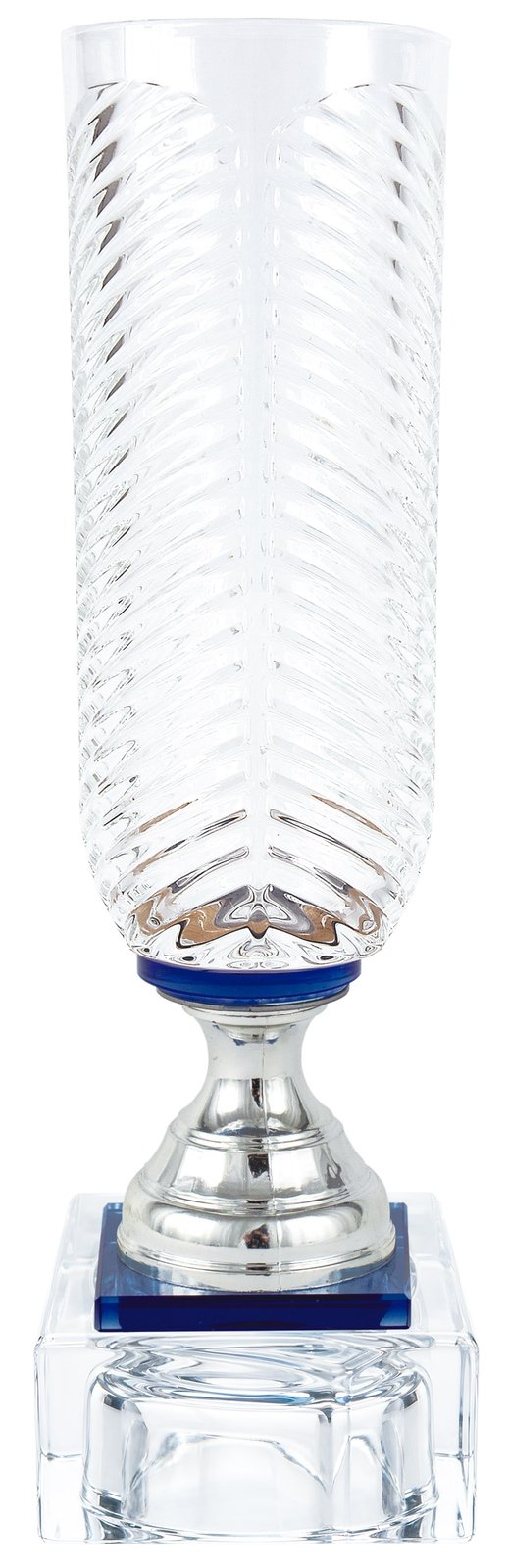 Jarrón de cristal cilíndrico con ondas