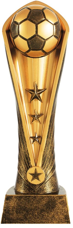 Trofeo de resina columna con balón y estrellas