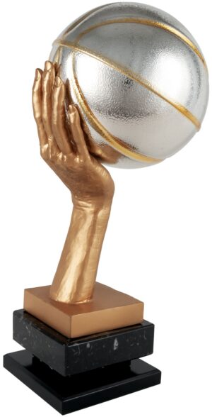 Trofeo de resina baloncesto tiro a canasta plata y oro