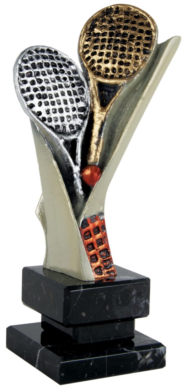 Trofeo de resina doble raqueta de tenis