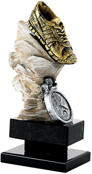 Trofeo de resina cross con zapatilla y cronómetro