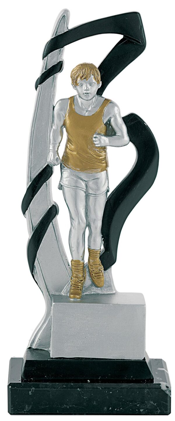 Trofeo de resina cross masculino onda negra y oro