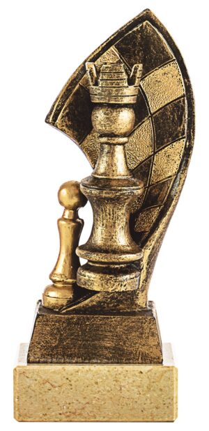 Trofeo de resina serie dorada ajedrez sobre manto