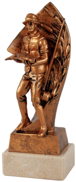 Trofeo de resina serie dorada pesca sobre manto