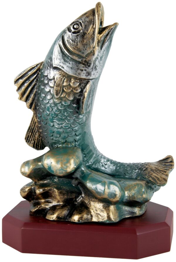 Trofeo de resina pez trucha con base de algas
