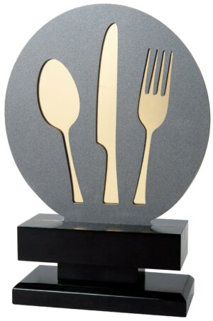 Trofeo de metal cubiertos con corte redondo