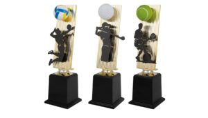 Trofeo metal con pelota deporte y figura