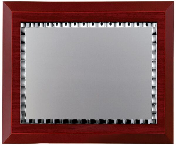 Placa plateada borde cuadros