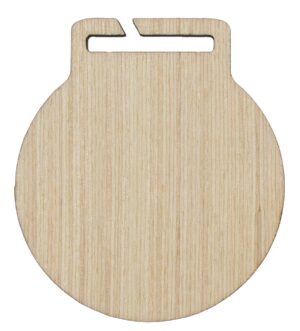Medalla de madera con corte curvo