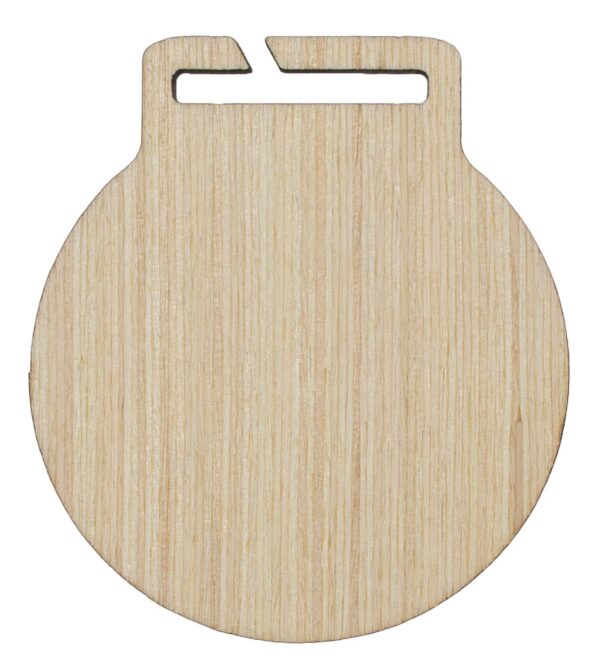 Medalla de madera con corte curvo