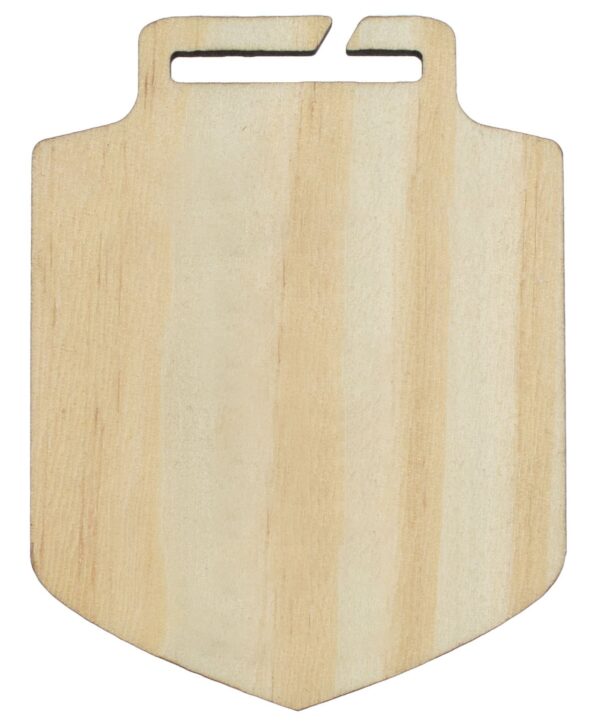 Medalla de madera con forma de escudo 70 × 60 mm