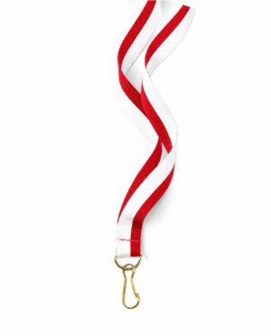 Cinta para medallas roja y blanca con gancho