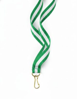 Cinta para medallas verde, blanca y verde con gancho