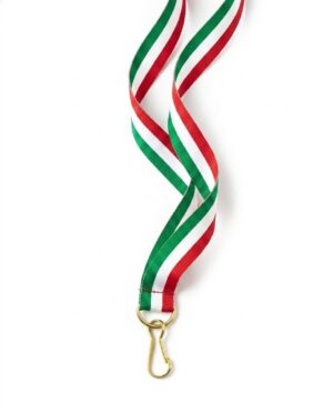 Cinta para medallas verde, blanca y roja con gancho