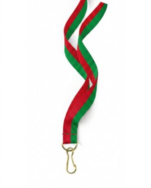 Cinta para medallas roja y verde con gancho