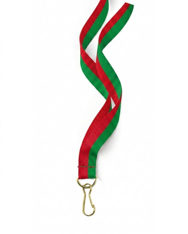 Cinta para medallas roja y verde con gancho