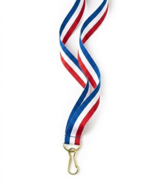 Cinta para medallas blanca, roja y azul con gancho